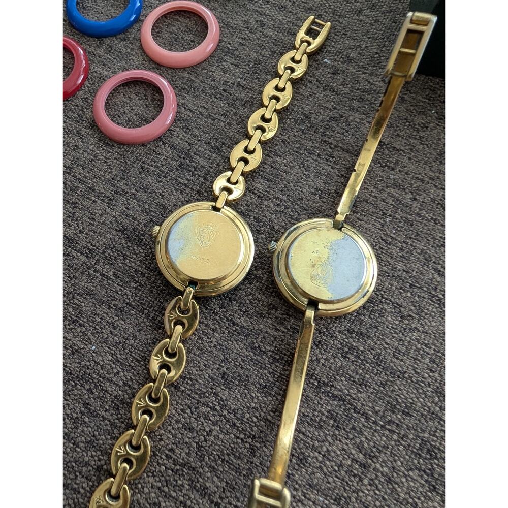 Gucci Vintage Interchangeable 23 Bezel Watch Set Lot of 2 Gold Tone Bangle Link - Picture 11 of 16